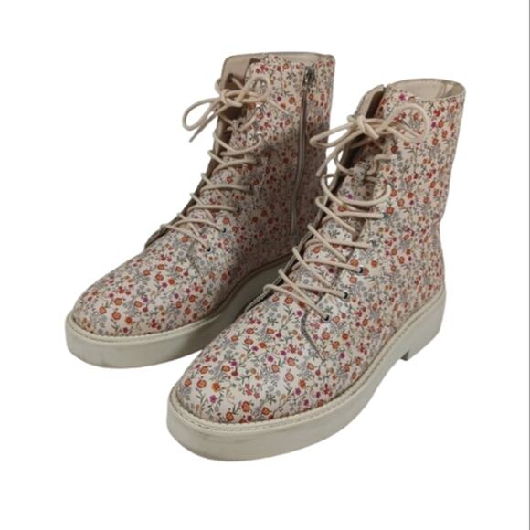 S2566 EUC SCHUTZ McKenzie Floral Combat Boots size 8.5B - Picture 5 of 10